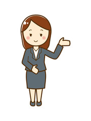 案内する女性のイラストA