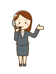 オペレーターの女性のイラストA