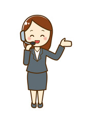 笑顔のオペレーターの女性のイラストA