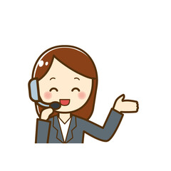 笑顔のオペレーターの女性のイラストB