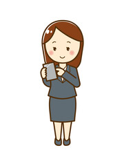 スマホを操作する女性のイラストA