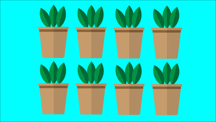 Illustration of flat design ofbpotted with plants inside. Graphic  design
