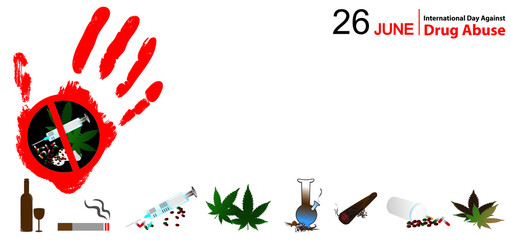 Vector Illustration Concept Art Advertisemen for The International Day Against Drug Abuse And Illicit Trafficking on June 26.,
Free space