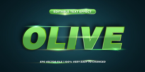 Text effect in 3d Olive words text effect theme editable metal gradient green color concept