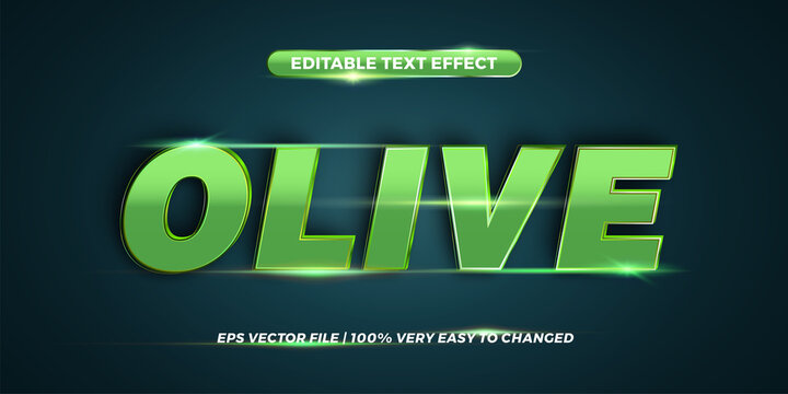 Text effect in 3d Olive words text effect theme editable metal gradient green color concept