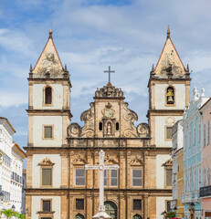 Fototapeta na wymiar Salvador, Brazil, San Francisco Church. The Church of San Francisco is an important historical and colonial monument of Brazil, considered the most beautiful example of the Brazilian Baroque. 