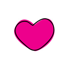 Vector pink heart isolated on a white background. Hand-drawn illustration