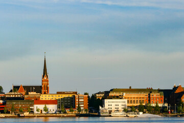 Naklejka premium Lulea, Sweden The evening skyline during the midnight sun at 10. 30 pm