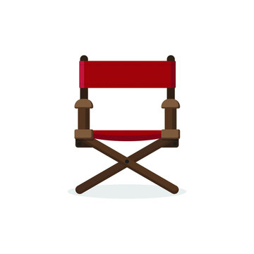 Director chair flat style isolated on white. Movie industrial object concept vector for your design work, presentation, website or others.