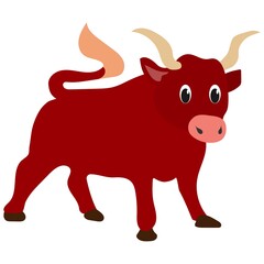Image of a red bull on a white background. Vector image, eps 10