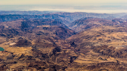 It's Aerial view of the mountains of Peru