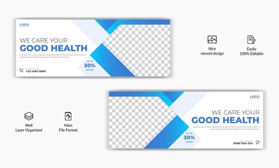 Medical healthcare center social media post instagram story facebook cover page timeline web ad banner template design