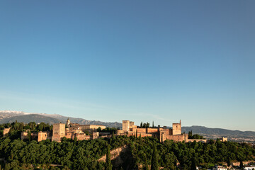 Fototapeta na wymiar Panorama of the famous Alhambra palace in Granada, Spain.