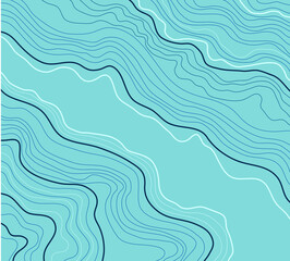 topographic map abstract height lines isolated on a turquoise background vector
