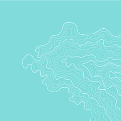 topographic map abstract height lines isolated on a turquoise background vector