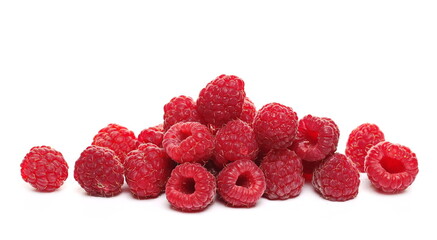 Fresh raspberries isolated on white background