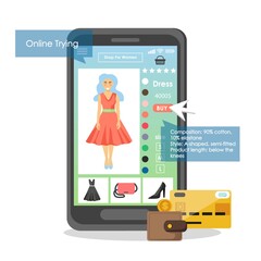 Online store application, vector flat style design illustration