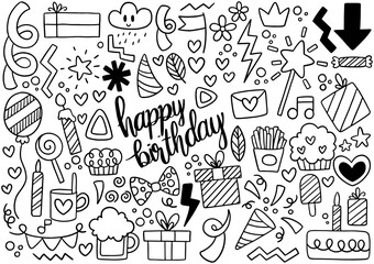 0081 hand drawn party doodle happy birthday