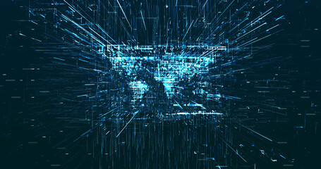 Abstract digital network data background, 3D rendering