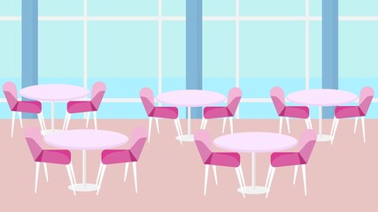 Illustration of a summer terrace near the sea. Vector image, eps 10