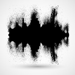 Sound waves black brush ink hand-drawn icon with splashes. Music rhythm, heart pulse. Audio waves, sound recording, radio signals logotype. Digital waveforms, abstract soundwaves, amplitude.