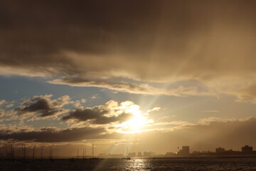 sunset over the city