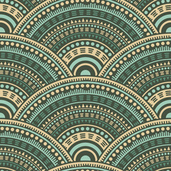 Ethnic circle shapes seamless geometric pattern.