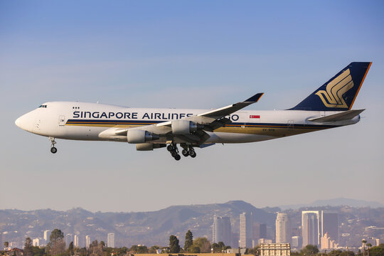 Singapore Airlines Cargo Boeing 747-400 airplane at Los Angeles airport