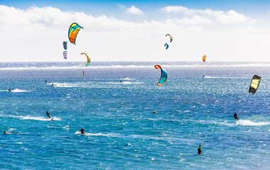 kite surfing on the beach