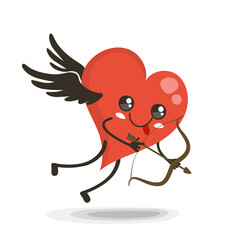 Cupid heart vector cartoon character,  Love emotion symbol