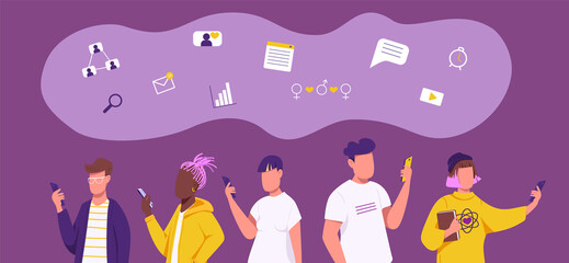 Generation Z social networking flat concept vector illustration