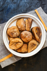 dried figs fruit natural sweet dessert Menu concept serving size. food background top view copy space  diet organic 