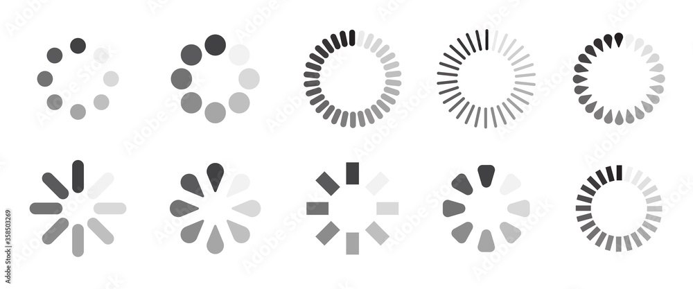 Poster circle loader collection. round progress bar for web and application ui. loading indicator icon set