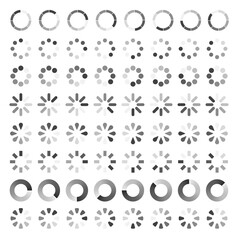 Circle progress loading bar set. Load indicators collection. Download or upload status icon