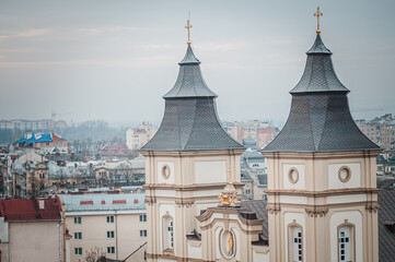 Obraz premium View of the city of Ivano Frankivsk. Panorama of the city