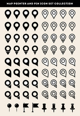 Map Pointer and Pin Icon Vector Illustration Design Collection.