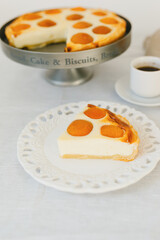 Summer apricot pie homemade delicious fruit dessert. Apricot tart. Fruit pie. French pastries.