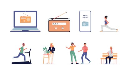 Online radio app and website equipment set and people listening