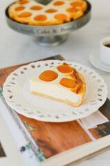 Summer apricot pie homemade delicious fruit dessert. Apricot tart. Fruit pie. French pastries.