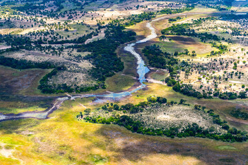 It's beautiful aerial view of the Okavango Delta (Okavango Grassland), One of the Seven Natural Wonders of Africa, Botswana