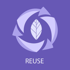 Reuse the rotation arrow sign. Trash recycling and reuse icon, environmental conservation, sustainable development, informed trash. Vector illustration
