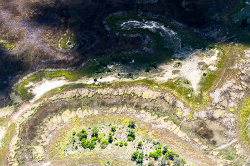 It's beautiful aerial view of the Okavango Delta (Okavango Grassland), One of the Seven Natural...
