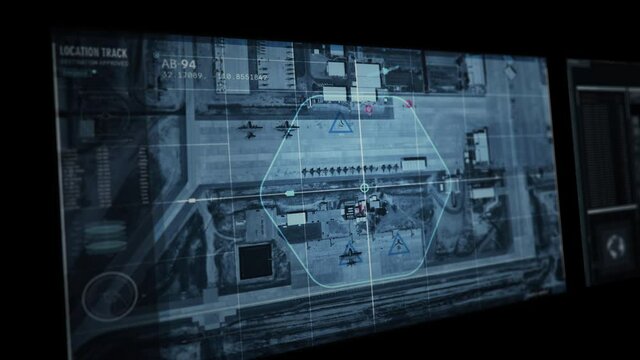 USA Aerospace Maintenance, Satellite Camera Detect Planes, computer screen interface, zoom in, IU 