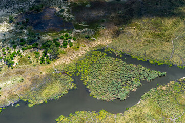 It's beautiful aerial view of the Okavango Delta (Okavango Grassland), One of the Seven Natural Wonders of Africa, Botswana