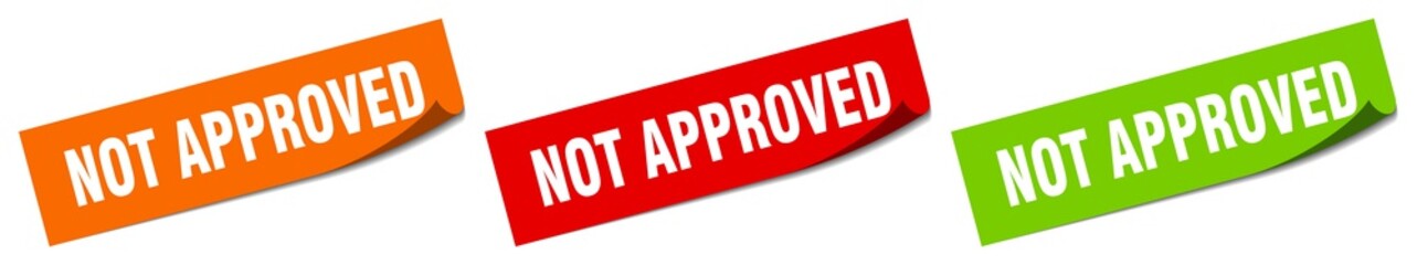 not approved sticker. not approved square isolated sign. not approved label