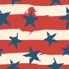 Seamless pattern with stripes and stars