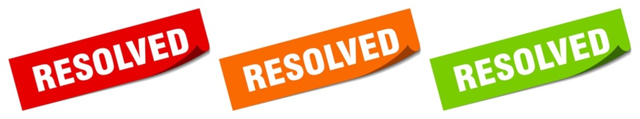 resolved sticker. resolved square isolated sign. resolved label