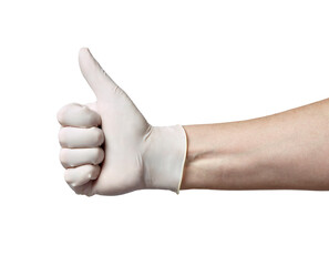 latex glove hand thumb up protective protection virus corona disease epidemic coronavirus medical health hygiene
