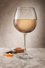 White wine concept on marble floor