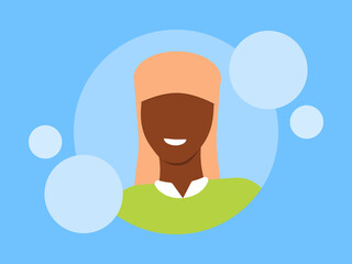Simple character portrait on a blue circle background